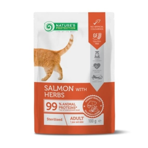 Nature's Protection 100g Sterilised ((Salmon with Herbs)) Adult 保然主食濕包 成貓 絕育配方 三文魚+香草 100克 (KIP59) (EXP: 02月/2027)